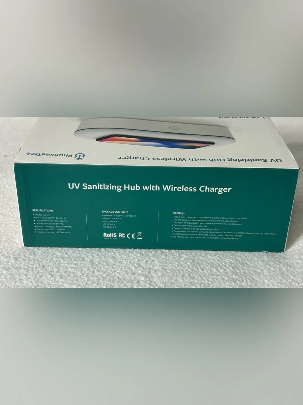 PhunkeeTree UV Sanitizing Hub with Wireless Charger - White